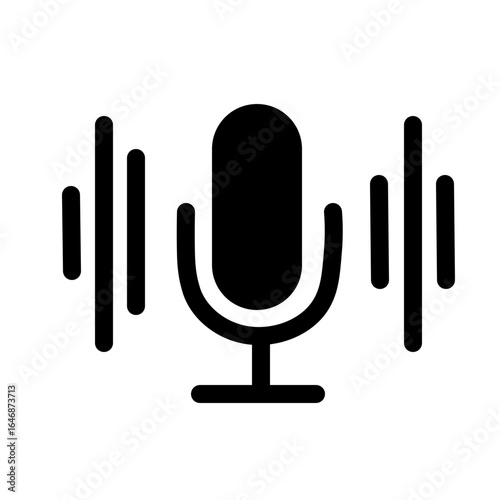 Simple Black and White voice over mic  flat black icon SVG