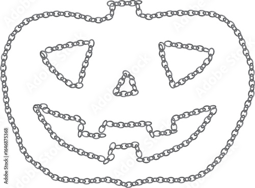 シルバーチェーンのジャックオランタンシルエット　Adobe Illustrator Artwork