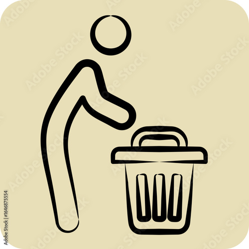 Icon Throw Away. related to Waste symbol. hand drawn style. design editable