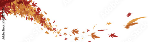 Silhouette of autumn leaves swirling in the wind, seasonal fall foliage design, nature-inspired decorative black illustration

