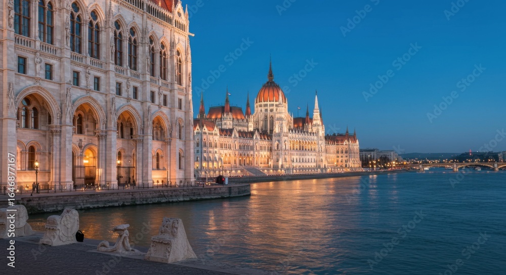 Fototapeta premium Hungarian Parliament Building at Night