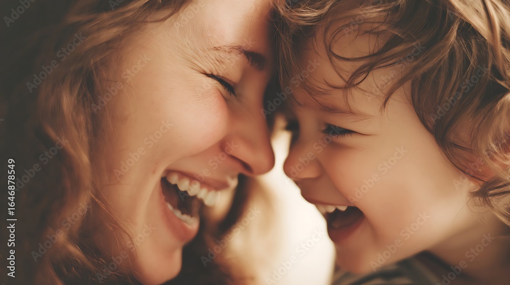 Close-up of a mother and child laughing. Close-up of a mother and child laughing.