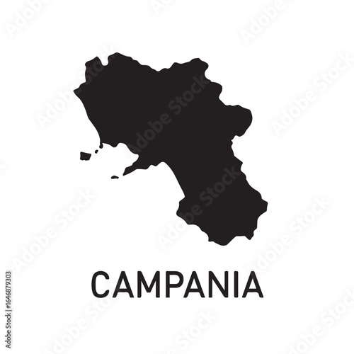 Campania Region Black Silhouette Map