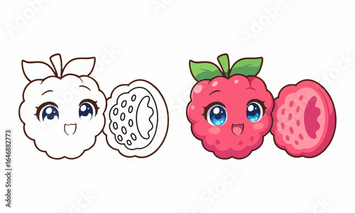 cute raspberry coloring page for kids