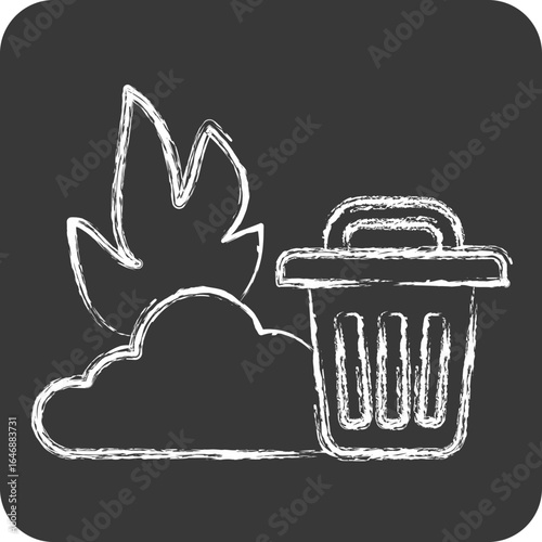 Icon Incineration. related to Waste symbol. chalk Style. design editable
