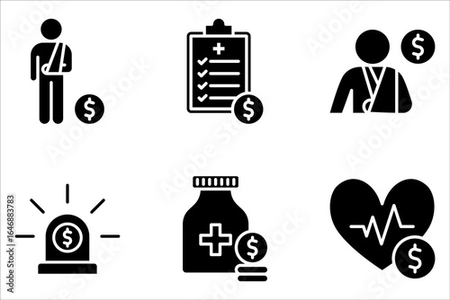 Emergency fund icon set. Emergency fund, savings, financial emergency on white background