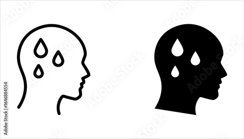 Sweating man icon set. Cold sweat. Worrying and nervous person. Anxiety and stress. icon symbol on white background