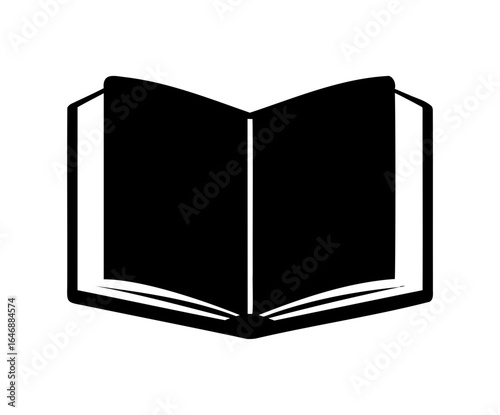Stylized Black and White Image of an Open Book Symbol for Reading