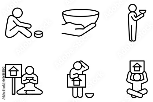 Homeless people icon set, poverty icon symbol on white background