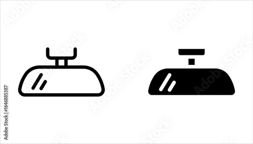 Car rearview mirror icon set. Internal backview safety mirror symbol on white background