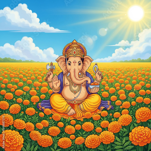 Lord Ganesha Meditating in ...