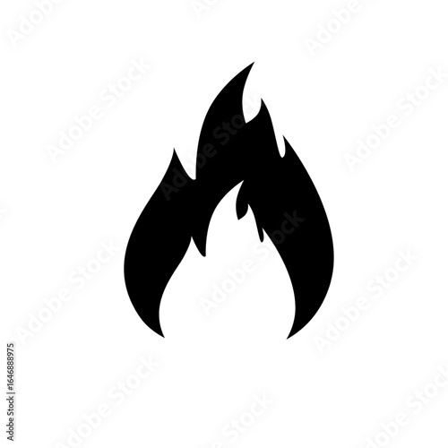 Simple Flame Icon in Black Silhouette Style ( original illustration, not AI Generated ).