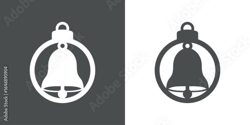 Tiempo de Navidad. Logo con silueta de bola de navidad con campana 
