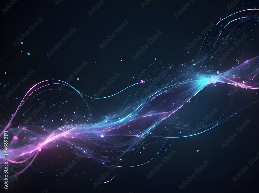 Fototapeta premium Abstract Neon Light Streaks on Dark Background - Futuristic Wave Design