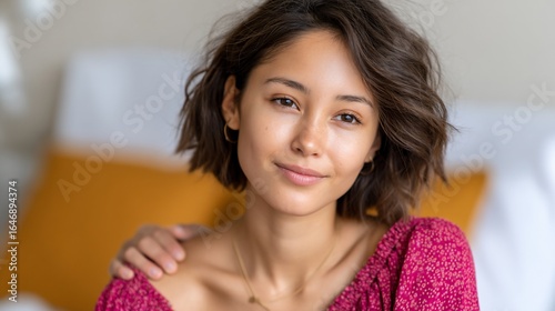 Free Download Portrait of a Smiling Woman with Short Hair. - GFXLoad