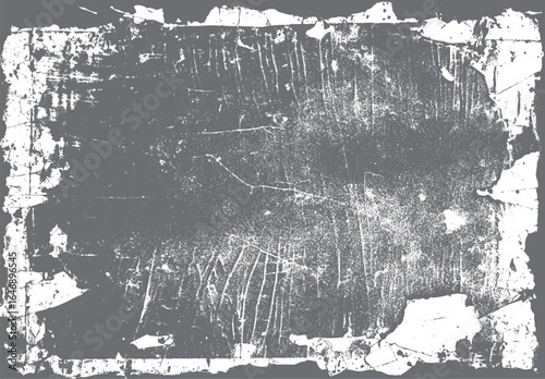 Old damaged paper background with cracked texture and heavy distressed scratches. Grunge abstract border with vintage decay. Aged overlay design.