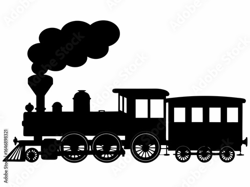 steaming train silhouette side view