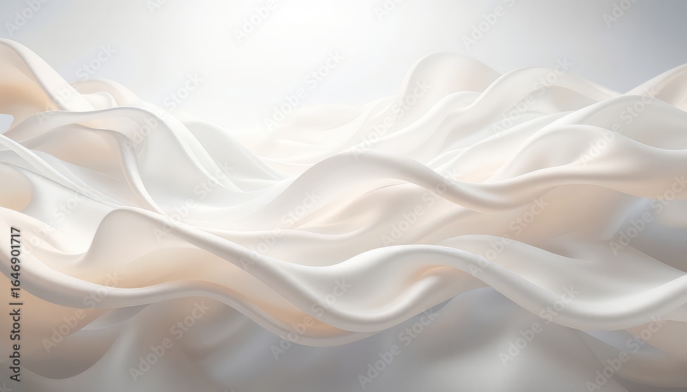 Fototapeta premium Elegantly draped ivory fabric cascades in soft folds, creating a luxurious and smooth texture illuminated by a gentle, diffused light source