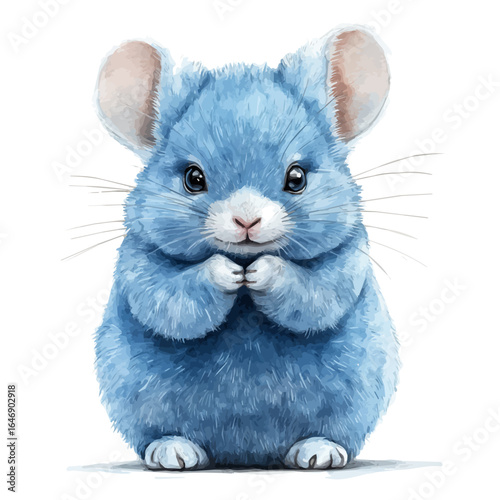 Chinchilla, watercolor drawing vector, isolated on a white background.
