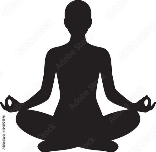 Minimalist Vector Silhouette of a Yogi in Lotus Pose – Ultra HD, Clean White Background