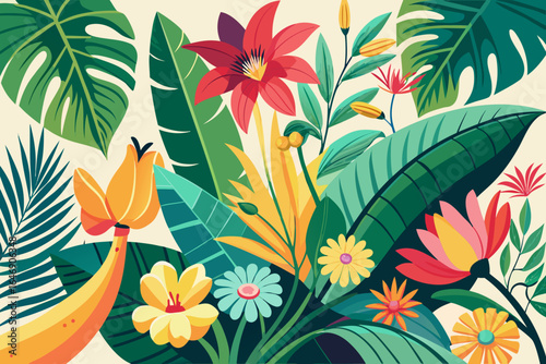 Vibrant Tropical Floral Illustration