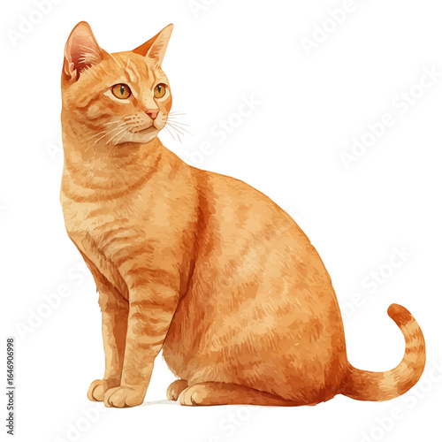 Cat, watercolor drawing vector, isolated on a white background.