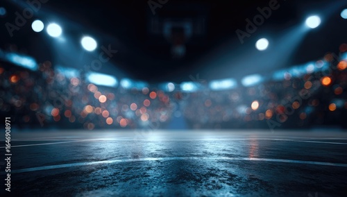 Empty stadium track lights crowd night