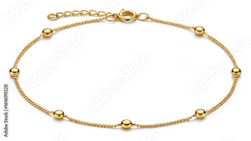 Wallpaper Mural Elegant Gold Anklet with Beaded Chain and Ball Accents isolated on White Background Torontodigital.ca