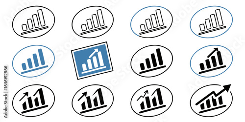 Iconos de gráficos de barras, gráficos ascendentes