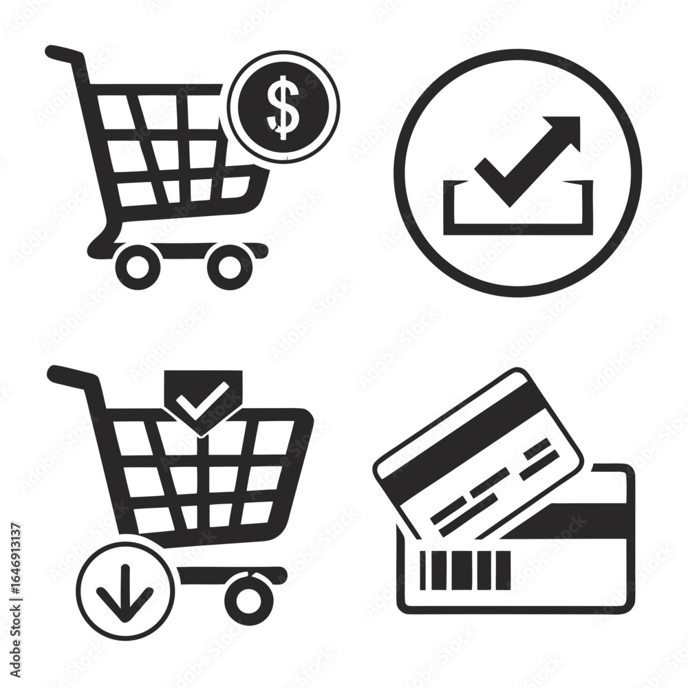 Iconos de compras online y tarjeta de crédito