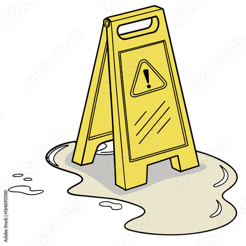 Letrero amarillo de advertencia de piso mojado