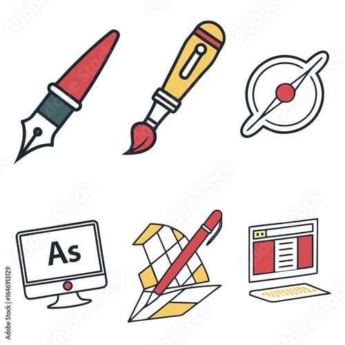 Elementos outline de diseño gráfico 