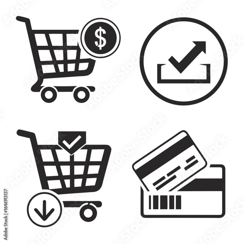 Iconos de compras online y tarjeta de crédito