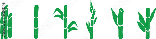 Bamboo Sugarcane icon set. Design elements for social network and application. on transparent background.Sugarcane stalks vector illustration of fresh sugarcane plants for agriculture.