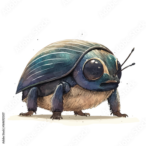 Booklouse, watercolor illustration vector, isolated on a white background.
