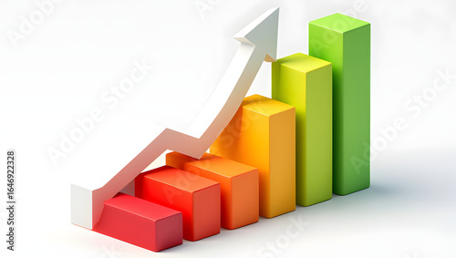 Free Download A dynamic 3D financial bar chart with an upward-pointing red arrow illustrates successful market growth and profit - GFXLoad