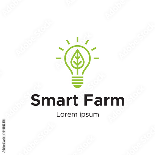 Minimalist Smart Farm Logo with Leaf Graphic