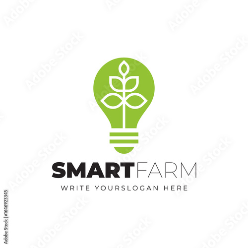 Minimalist Smart Farm Logo with Leaf Graphic