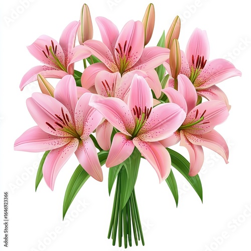 Beautiful Pink Lilies Arranged Elegantly in a Bouquet Display