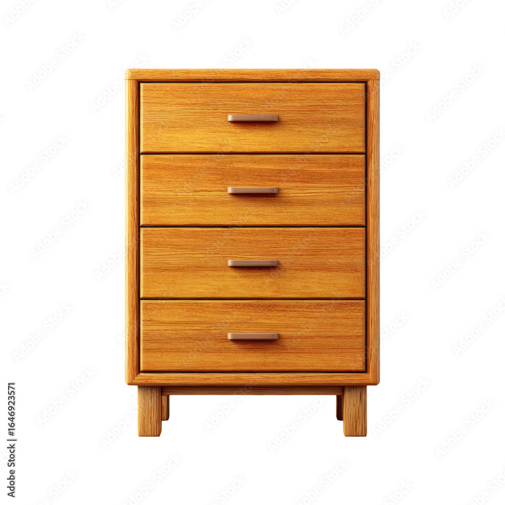 Wooden Four Drawer Chest on Transparent Background Isolated Item Wooden Four Drawer Chest on Transparent Background Isolated Item