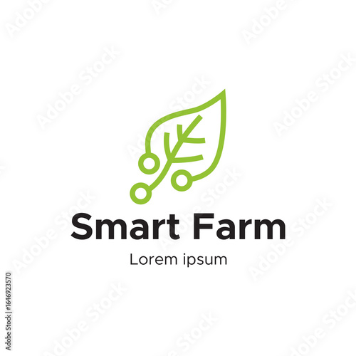 Minimalist Smart Farm Logo with Leaf Graphic