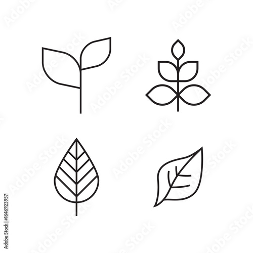 Minimalist Leaf Icons Collection for Eco and Nature Themes