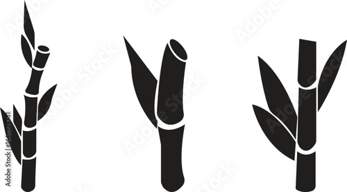 Bamboo Sugarcane icon set. Design elements for social network and application. on transparent background.Sugarcane stalks vector illustration of fresh sugarcane plants for agriculture.