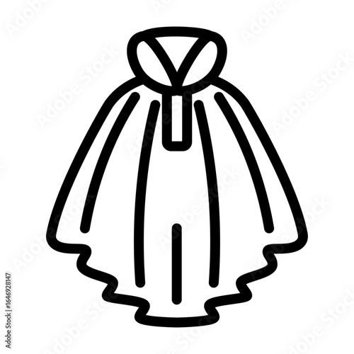 Rain Poncho Vector Line Icon Design
