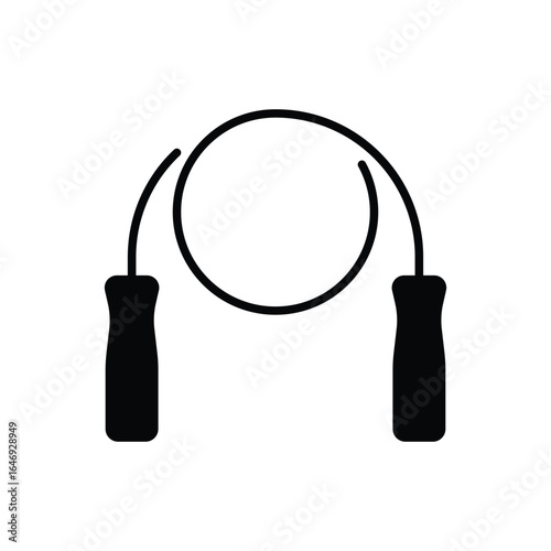 Jumping rope icon. Simple solid style. Fitness, skipping rope, jump, health, lifestyle, game, training, exercise, sport gear concept. Silhouette, glyph symbol. Vector isolated design