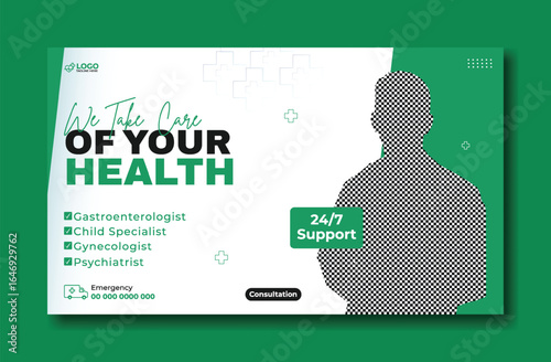 Medical Banner Template with Doctor for Healthcare Promotion and Advertising