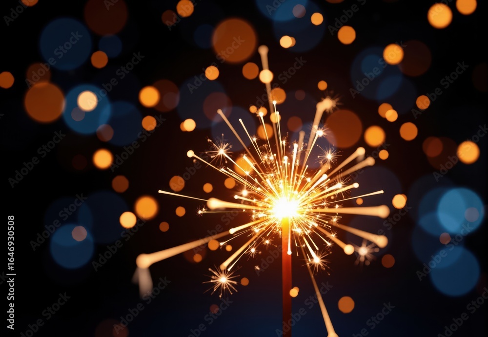 Fototapeta premium Sparkle with Orange and Blue Bokeh Background