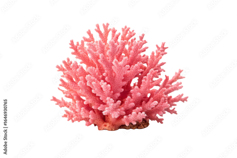 Fototapeta premium Large pink coral structure with elaborate branching design and organic marine growth patterns, isolated on a transparent background
