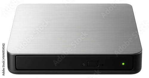 External CD-ROM drive with a compact, square shape and a single activity LED