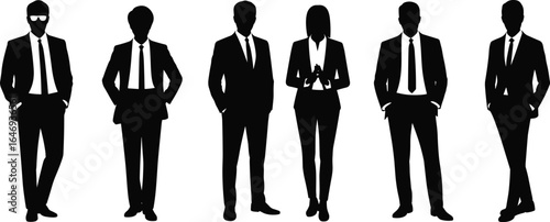 Business people silhouette collection, professional man and woman in formal suit, corporate team illustration, office worker vector, leadership and teamwork concept